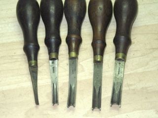 5 VTG rosewood handle GOMPH Leather tools 1,  2,  3,  4,  5 edger channel er 10