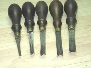 5 VTG rosewood handle GOMPH Leather tools 1,  2,  3,  4,  5 edger channel er 11