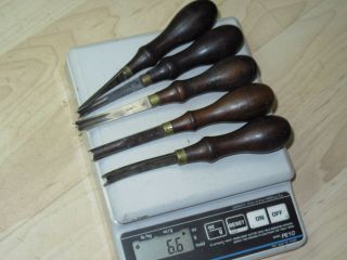 5 VTG rosewood handle GOMPH Leather tools 1,  2,  3,  4,  5 edger channel er 12