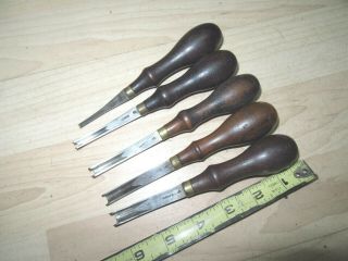 5 Vtg Rosewood Handle Gomph Leather Tools 1,  2,  3,  4,  5 Edger Channel Er