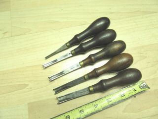 5 VTG rosewood handle GOMPH Leather tools 1,  2,  3,  4,  5 edger channel er 2