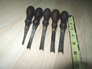 5 VTG rosewood handle GOMPH Leather tools 1,  2,  3,  4,  5 edger channel er 3