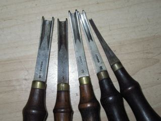 5 VTG rosewood handle GOMPH Leather tools 1,  2,  3,  4,  5 edger channel er 5