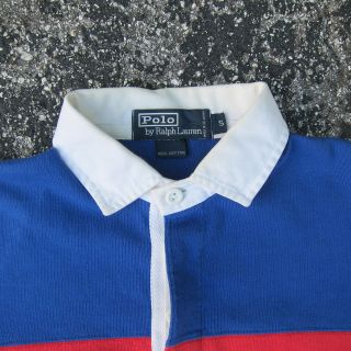 Early 90s Vtg Polo Sport Ralph lauren striped spell out rugby shirt 1992 stadium 4