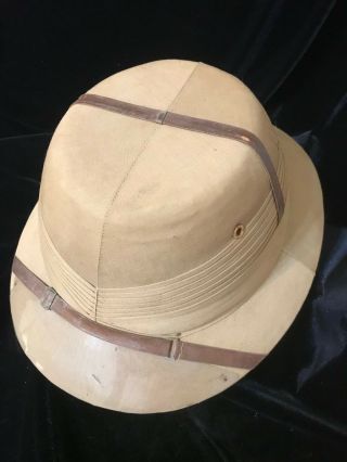Vintage Pith Helmet Rare Flat Top Made In Bombay -