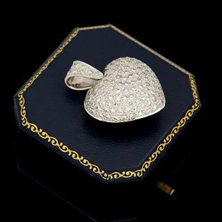 Antique Vintage Deco Style 14k Gold 3.  6 Ct Diamond Sweetheart Necklace Pendant