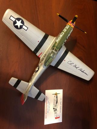 C.  E.  Bud Anderson Wwii Ace Signed Autographed Metal Plane P 51 Mustang Old Crow