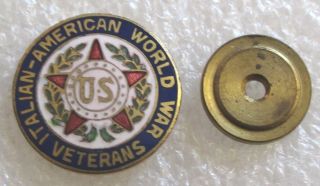 Antique Italian - American World War Veterans Lapel Pin - Ww1