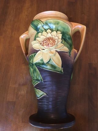 Roseville Pottery Large Water Lily Vase 84 - 16 16 " Tall Vintage