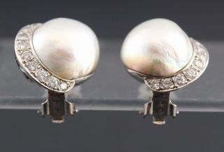 SEAMEN SCHEPP South Sea Cultured Mabe Pearl & Diamond 14kt Gold Earrings 3