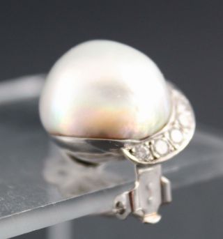 SEAMEN SCHEPP South Sea Cultured Mabe Pearl & Diamond 14kt Gold Earrings 5