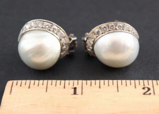SEAMEN SCHEPP South Sea Cultured Mabe Pearl & Diamond 14kt Gold Earrings 7