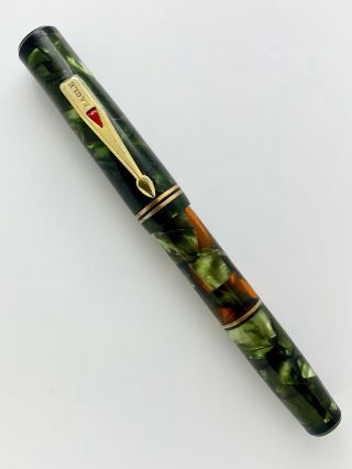 Vintage Eagle Prestige Bulb Filler Fountain Pen Green Pearl 14k Flex Nib F - Bbb