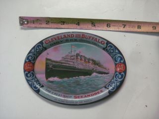 Vintage Tip Tray,  C&b Line Cleveland And Buffalo The Great Ship Seeandbee Tin