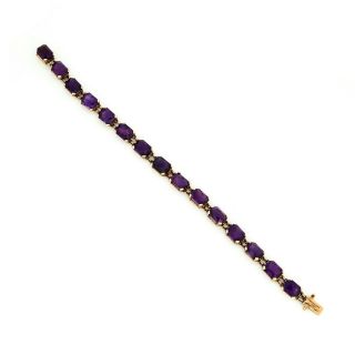 Antique Vintage Art Nouveau 14k Gold Siberian Amethyst 30.  3 CT Riviere Bracelet 2