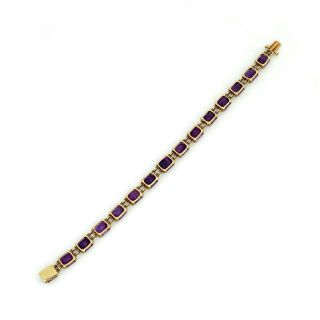 Antique Vintage Art Nouveau 14k Gold Siberian Amethyst 30.  3 CT Riviere Bracelet 3