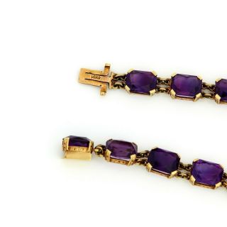 Antique Vintage Art Nouveau 14k Gold Siberian Amethyst 30.  3 CT Riviere Bracelet 5