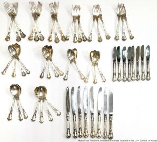 Vintage Gorham Chantilly 55pc Sterling Silver Flatware Set No Mono 53.  94ozt