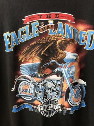 Vtg 1987 Harley Davidson 3d Emblem Tshirt The Eagle Has Landed Xl Phoenix 50 50
