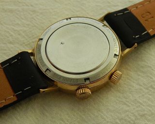 VINTAGE GIRARD PERREGAUX ALARM SILVER SUNBURST DIAL 34MM GOLD PLATED CASE 5