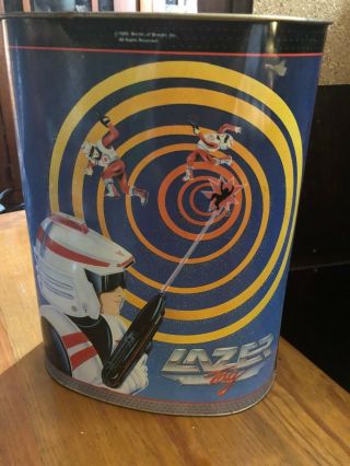 Small Vintage Metal Lazer Tag 1986 Trash Can (laser Tag) - Very Rare Collectible