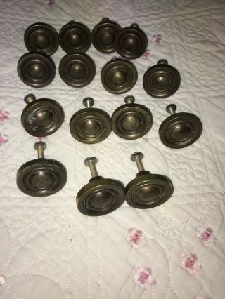 15 Vintage 1 1/4 " Keeler Brass Co Round Drawer Knobs Pulls 3617 - 11 With Screws