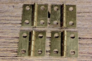 4 Old Door Butt Hinges All Solid Brass 1 X 1 " Jewelry Box Vintage Small Little