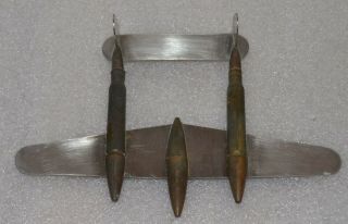 Rare Ww2 Trench Art - P - 38 Lightning Fighter Soldier Made Cartridges & Bullets