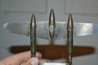 RARE WW2 TRENCH ART - P - 38 LIGHTNING FIGHTER SOLDIER MADE CARTRIDGES & BULLETS 4