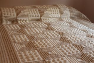 Vintage Fab Retrac Heavy Cotton Chenille Bedspread 88x102