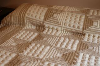 Vintage Fab Retrac Heavy Cotton Chenille Bedspread 88x102 9