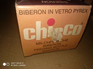 Vintage glass baby feeding bottle biberon chicco made in Italy 5