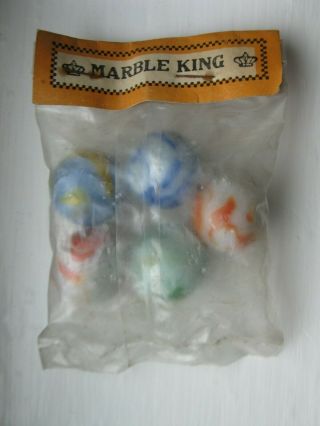 VINTAGE 5 ALLEY AGATE SHOOTERS IN MARBLE KING BIG BOY POLY BAG MARBLES 2