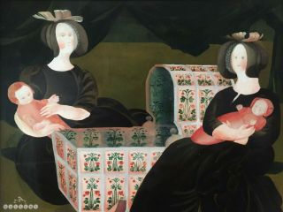 Naive Surrealist Folk Art Oil Painting On Canvas - Ann Griffin - Bernstorff