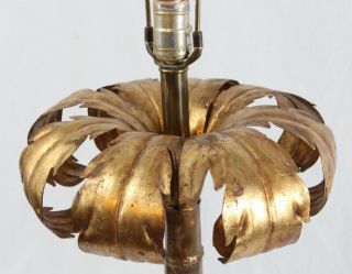 Gilt Tole Metal Palm Tree Table Lamp Vintage Mid Century Hollywood Regency 4