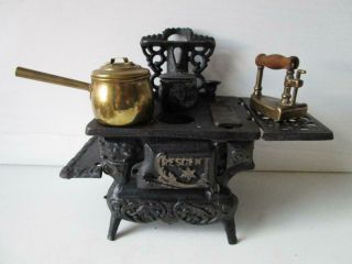 Antique Crescent Miniature Vintage Cast Iron Stove Salesmans 