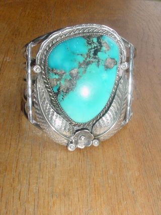 Old Vintage Navajo Indian Turquoise And Silver Bracelet