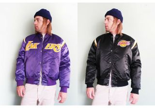 Reversible 1980s Vintage Los Angeles Lakers Starter Satin NBA Jacket Size Large 2