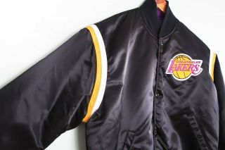 Reversible 1980s Vintage Los Angeles Lakers Starter Satin NBA Jacket Size Large 3