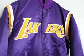 Reversible 1980s Vintage Los Angeles Lakers Starter Satin NBA Jacket Size Large 8