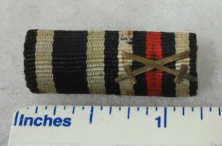 Narrow Vintage German Ww1 Medal Ribbon Bar 1914 Iron Cross,  Hindenburg W/ Swords