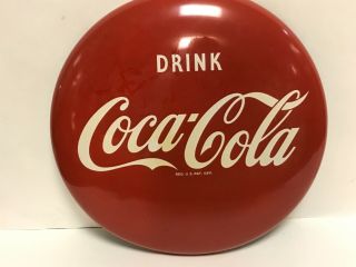 Vintage 1952 Coca - Cola 16 " Button Sign For Pilaster Sign