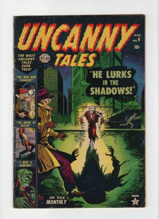 Uncanny Tales 6 Vintage Marvel Atlas Comic Horror Zombie Cover Gold Pre - Hero