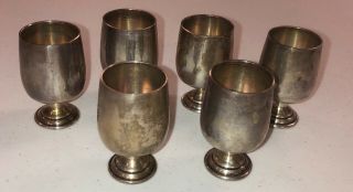 Vintage B & M Sterling 2 " Tall Service For 6 Cordial Shot Cups Estate Find
