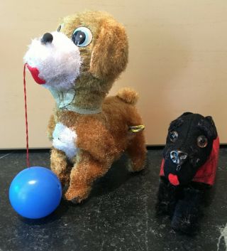 Wind Up Toy Dogs Pair Schuco German & Made In Japan
