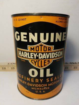 Harley Davidson Motorcycle Oil Can Full Metal 1 Quart (vintage)