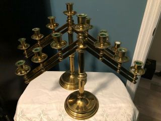 Set Of 2 Antique Vintage Catholic Church Altar Gold Brass Candelabras