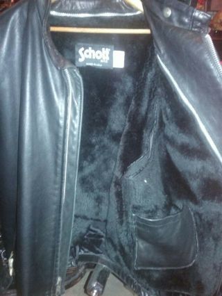 SCHOTT 141 LEATHER MOTORCYCLE CAFE JACKET BLACK SIZE 50 PERFECTLY BROKEN IN 3