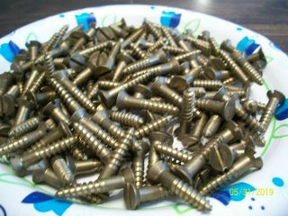 50 - 1 " X 7,  Vintage Solid Brass - Bronze Wood Screws With The Flat Slotted Head