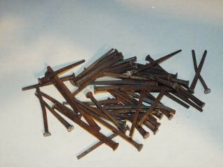 50 Antique Vintage 2 " - 2 1/2 " Square Head Nails 1870s Reclaimed Homestead Barn